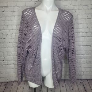 Don't Ask Why Open Knit Crochet Cardigan - Dusty Purple - One Size